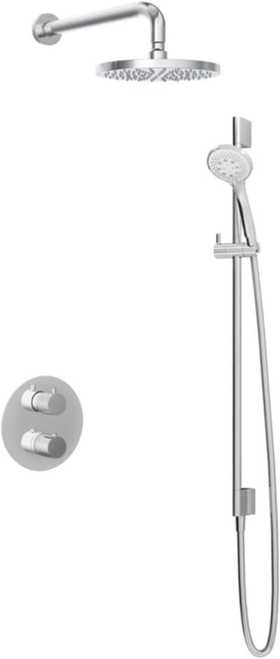 Hotbath Buddy - Inbouw Regendoucheset - Thermostatisch - Wandarm 35 cm - Hoofddouche 200 mm - Ronde Handdouche 3 Standen - Glijstang 900 mm - met 2-Weg Stop-Omstel - Waterbesparend - V01