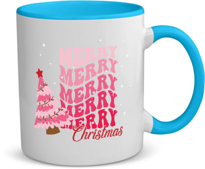 Akyol - kerst merry christmas koffiemok - theemok - blauw - Kerstmis - kerst beker - winter - kerst - christmas - kerst cadeau - 350 ML inhoud