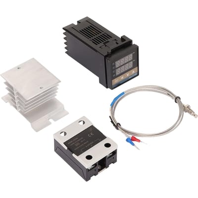Ensemble de régulateur de température PID Thermocouple Type K Dissipateur thermique Relais Support de thermostat pour ferme white