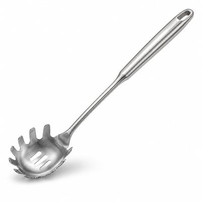 My Green Deal - RVS Pastalepel 34 cm – Getande Opscheplepel / Spaghettilepel – Premium 304 RVS – Hittebestendig & Vaatwasserbestendig