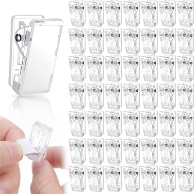 Dailygoods- Veerclips 50 stuks - Zelfklevende Klemmen - Transparante Plakklemmen - Mini-Wandclips - Kantoor/Decoratie - Hoogwaardig PP-Kunststof - Decoratieve Clips