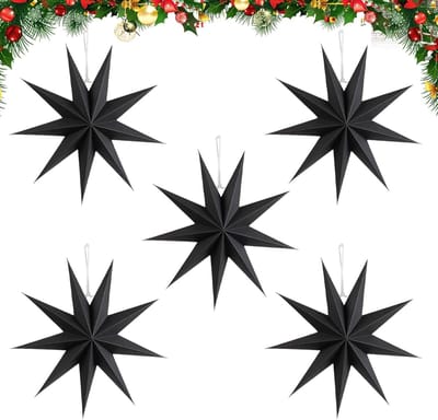 Drie-Dimensionale Sterren voor Kerstversiering - 5 Stuks van 30 cm voor Feestjes en Dagelijkse Decoratie