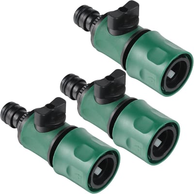 3 stuks tuinslangkoppeling, slangkoppeling met regelventiel, 16 mm waterslang, snelkoppeling, tuinslang, afsluitkraan met wegregelventiel voor 1/2 inch waterslangen