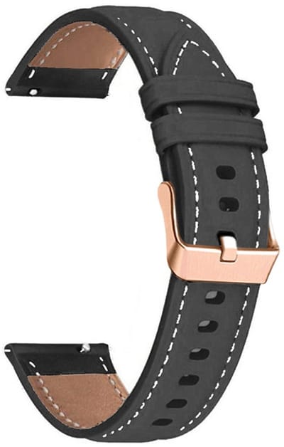 Leren bandje - geschikt voor Garmin Venu 2s / 3s / 4 (41mm) / Vivoactive 4s / Forerunner 255s / 265s - Huawei Watch GT 5 Pro - 42mm / GT 6 / GT 5 / GT 4 - 41mm - zwart