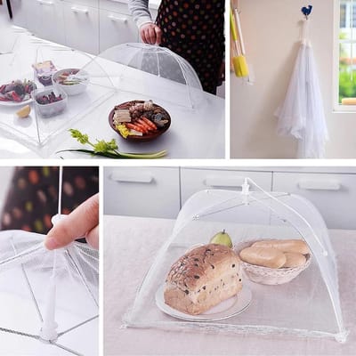 longziming -4-delige Voedselhoes Set – Opvouwbare Vliegenkap voor Eten 30cm – Herbruikbare Voedselbescherming met Fijn Net – Ideaal voor BBQ, Picknick, Fruit, Taart en Buitenmaaltijden