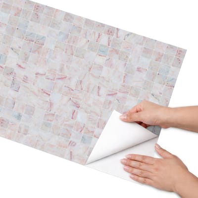 Coloray Meubel Wrap Folie - Beige Meubelfolie - 50x100 cm - Decoratiefolie Zelfklevend Pastel mozaïek - Meubelfolie Zelfklevend - Minimalist Meubelfolie - Wrapfolie Keuken - Wanddecoratie - Texturen