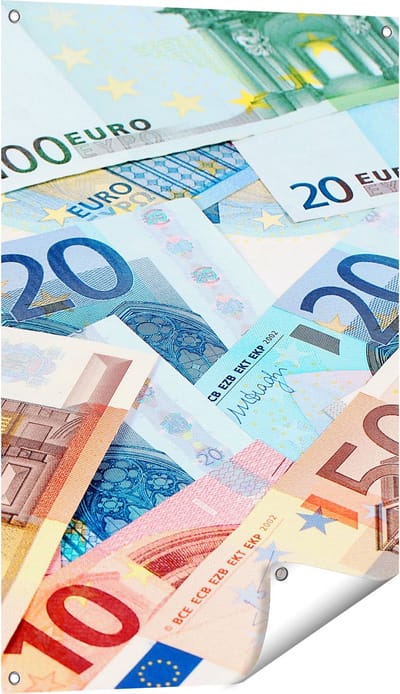 Gards Tuinposter Euro Geld Biljetten - Briefjes - 60x90 cm - Tuindoek - Tuindecoratie - Wanddecoratie buiten - Tuinschilderij