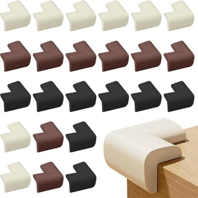 Hoekbescherming - Randbescherming Baby - Meubels Beveiligen - Zelfklevend Schuim - 30 Stuks - Bruin Zwart Wit