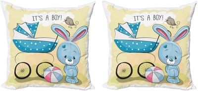 ABAKUHAUS Kussenhoes Set 2x45x45 cm – Dubbeldruk Avocado-Blauw