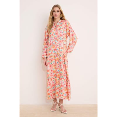 Lange maxi-jurk met bloemenprint voor dames, casual/dagelijks, A-lijn model, geschikt voor hijab.