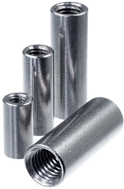 Schroefdraadmof M8 x 40 mm - Roestvrij Staal, Ronde Uitvoering, Doorlopende Binnendraad - 20 Stuks