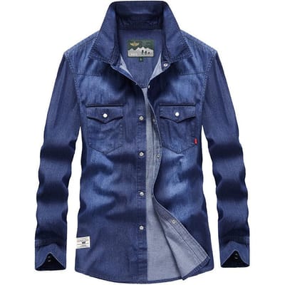 Nouvelle chemise en jean pour homme, vêtements décontractés à manches longues pour homme, chemise printemps-automne 4XL blue