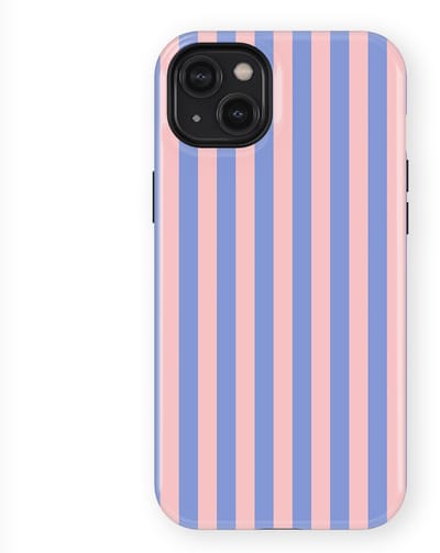 DripCase Gestreept Hoesje geschikt voor iPhone 14 Plus | Backcover met Mag | Stripes Motief | Trendy Case geschikt voor iPhone 14 Plus met Strepen Milkshake