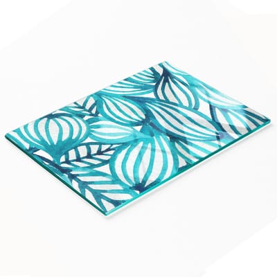 Gehard multifunctioneel decoratief bord van glas met bloemenpatroon, 80x52 cm