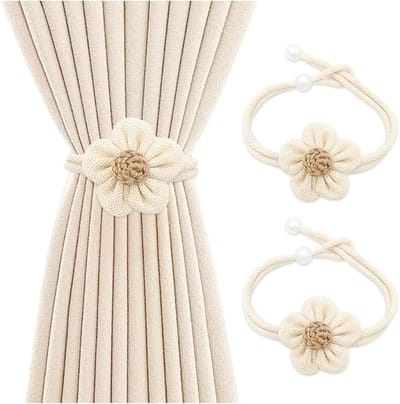 Gordijnhouders - Flower Curtain Embrasses - Gordijn Embrasse Haak - Curtain Holders for Home - Verstelbaar - 2 stuks - Adjustable Cotton Embrasses for Curtain