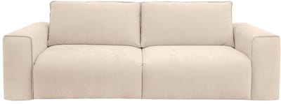Vente-unique Driezitsslaapbank express in beige stof - Slaapoppervlak 140 cm Matras 13 cm POGLO