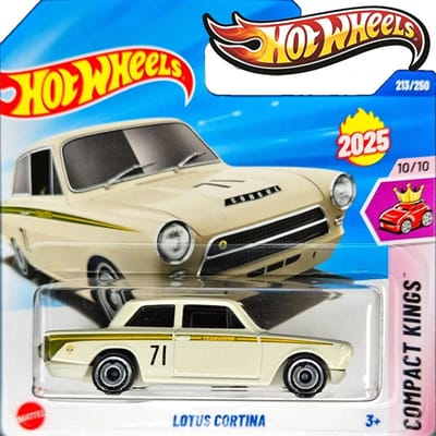 HOT WHEELS LOTUS CORTINA VANILLE WHITE 213/250 HW COMPACT KINGS 10/10 1:64