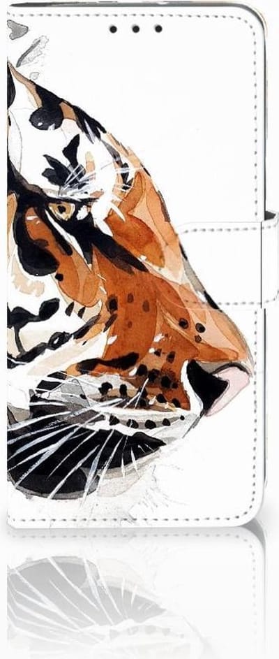 Book Case voor Hoesje Motorola Moto G7 Power Watercolor Tiger