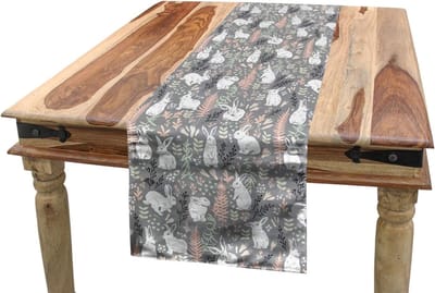 ABAKUHAUS Konijnentafelloper, White Hares Heart Natural, Eetkamerkeuken Rechthoekige decoratieve Tafelloper, 40 x 180 cm, Meerkleurig
