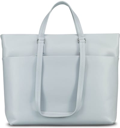 JOST Leren business tas shopper met laptopvak Arva Business Shopper Misty Blue blauwgrijs