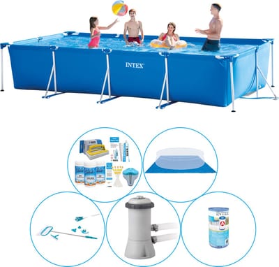 Frame Pool Rechthoekig 450x220x84 cm - 6-delig - Zwembad Met Accessoires