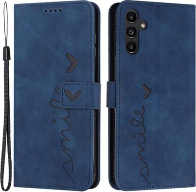 Coverup Hoesje - Geschikt voor Samsung Galaxy A54 Hoesje - Coverup Smile Book Case - Blauw