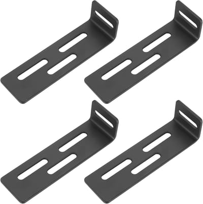 Set van 4 Hoeksteunen voor Meubels, Verstelbare 90 Graden L-vormige Steunen van Metaal, Ideaal voor Stabiele Constructies - Zwart, 15.2 x 4 x 4.2 cm