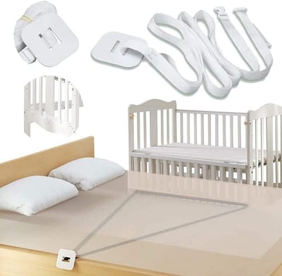 Belt for baby cot, attachment to additional bed, attachment to a side bed, box spring bed belt
