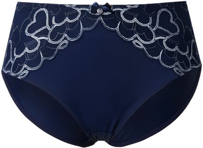Ulla Popken - Dames - Midi-slip two-tone kanten inzetstuk microvezel - Nachtblauw - Maat 42+
