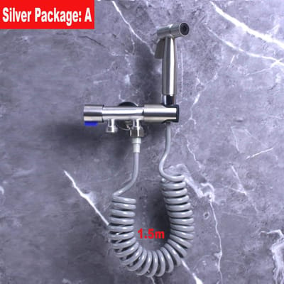 Pistolet pulvérisateur en acier inoxydable 304, ensemble de pulvérisateur de bidet à main, robinet de bidet de toilette à main, buse de douche autonettoyante G1/2 gray