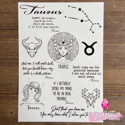 GetGlitterBaby® - Tijdelijke Tattoos / Tijdelijke Henna Festival Plak Tattoes / Nep Tatoeage voor Volwassenen / Fake Temporary Tattoo Sticker - Sterrenbeelden - Stier / Taurus