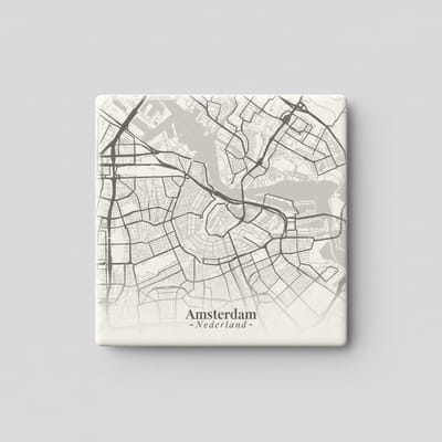Amsterdam Stadskaart Keramische Tegel – Elegante Vintage Stijl Urban Wanddecoratie – 15 x 15 cm
