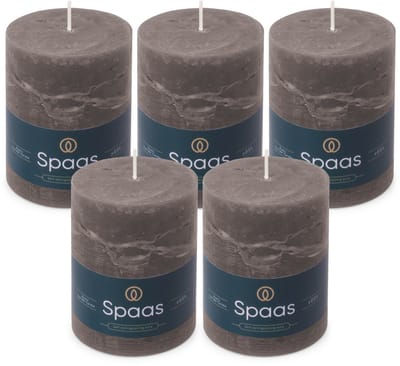 Spaas Rustieke Stompkaarsen - Donkergrijs – 80/110mm - circa 65 uur - 5 kaarsen