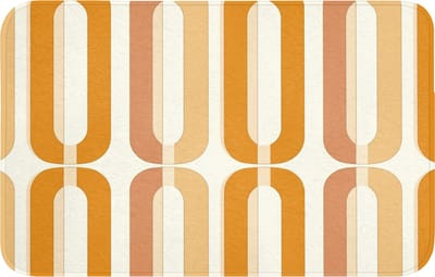 WC mat 80x50 cm - Antislip - U-vorm - Retro - Oranje - Toiletmat - Vloermat - Douchemat - Toilet tapijt - Toiletmatten