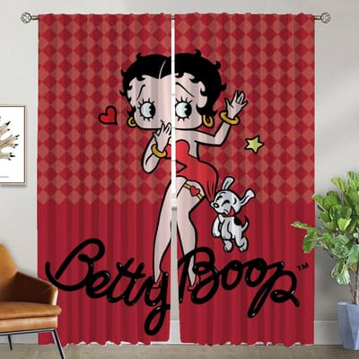 Moderne Woonkamer Gordijnen 2 Stuks Bettys Boops Verduisteringsgordijn Scheidingswand Halloween Decoratie Gordijnen voor Camera Keuken W50xH70cmx2pcs-CL