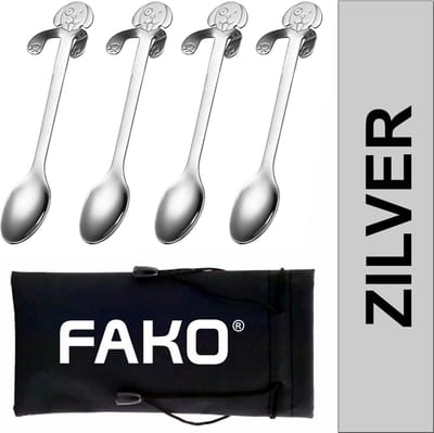 4x Theelepel / Koffielepel Hangende Hond - Zilver - 4 Stuks