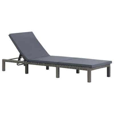 vidaXL - Ligbed - met - kussen - poly - rattan - antraciet