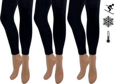 3 stuks - SQOTTON - Thermo legging - zwart - Maat S/M