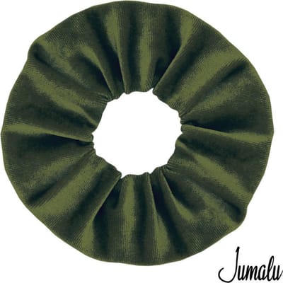 Jumalu Scrunchie Velvet Legergroen – Haarelastiek – Haarwokkel – Zacht Fluweel – Ø 10 cm – 1 Stuk
