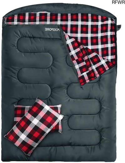 RFWR® Dubble slaapzak voor 2 personen - Winterdekenslaapzak met kussens en draagtas voor kamperen