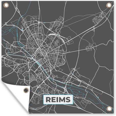 Tuin poster Reims - Plattegrond - Kaart - Stadskaart - Frankrijk - 200x200 cm - Tuindoek