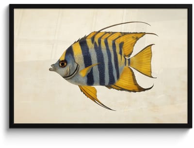 Poster in lijst - Fotolijst 90x60 cm - Posters - Vis - Sierlijk - Vinnen - Illustratie - Posterlijst zwart - Decoratie - Wanddecoratie woonkamer - Muurdecoratie slaapkamer