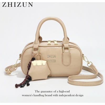 Nouveau Sac à Pendentif Mode Sac à Main Rétro Européen et Américain Mode de Grande Valeur Sac à Bandoulière Grande Capacité Sac pour Femme . beige