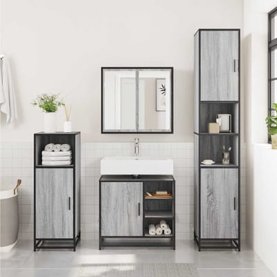 vidaXL - Wastafelkast - 65x33x60 - cm - bewerkt - hout - grijs - sonoma - eikenkleurig