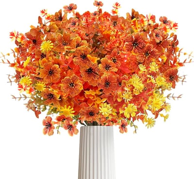 KUKKUME Kunstbloemen herfst 8 bundels kunstbloemen herfstboeket kunstmatige eucalyptus nepbloemen planten takken - ShopVlot