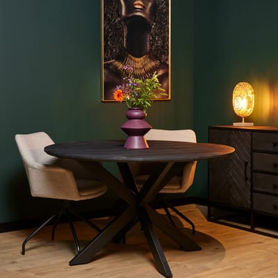 StarFurn Eettafel New York - Rond Zwart Hout - 150x150x76cm