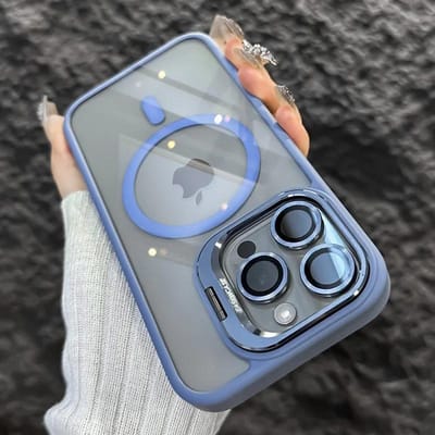 Luxe magnetische schokbestendige telefoonhoes voor iPhone 15 14 13 12 11 16 Pro Max 16 Plus 16E Funda Stand glazen lensbescherming For iPhone 16Pro Max gray