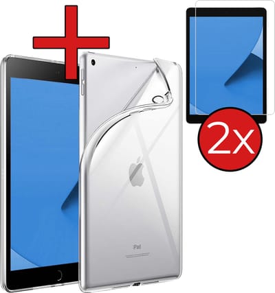 Hoesje - Geschikt voor Apple iPad 8 (2020) - 10.2 inch - 8e Generatie - Met 2x Screenprotector - Siliconen Backcover Hoes - Shockproof Case - Shockbestendige Back Cover - Tablethoes - Transparant