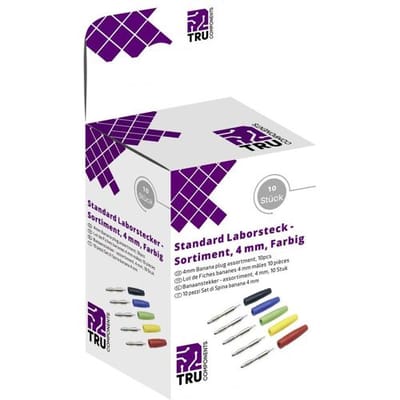 TRU COMPONENTS Assortiment laboratoriumconnectoren Stekker, recht Zwart, Rood, Blauw, Geel, Groen 10 onderdelen