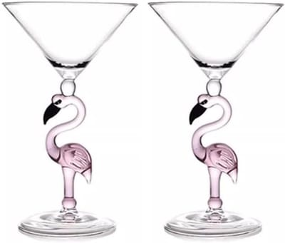 Set van 2 Flamingo Cocktailglazen, Hoogwaardige Champagneglazen voor Exspresso Martini, Perfect voor Bruiloften, Feesten en Diner met Familie, 200ml